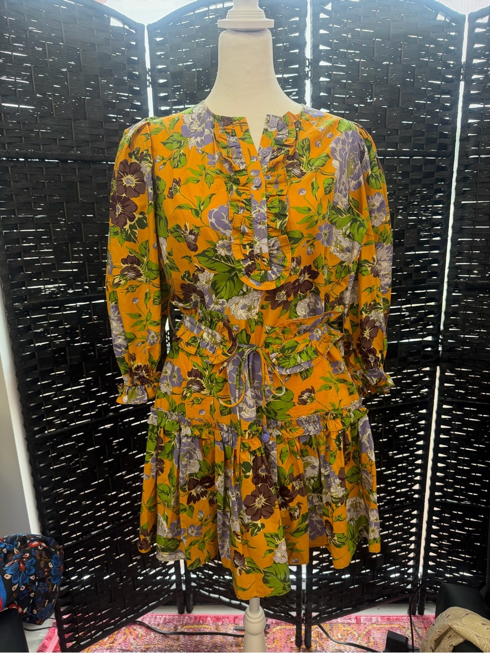 Farm Rio Floral Ruffle Front Dress - Picture 3 of 6
